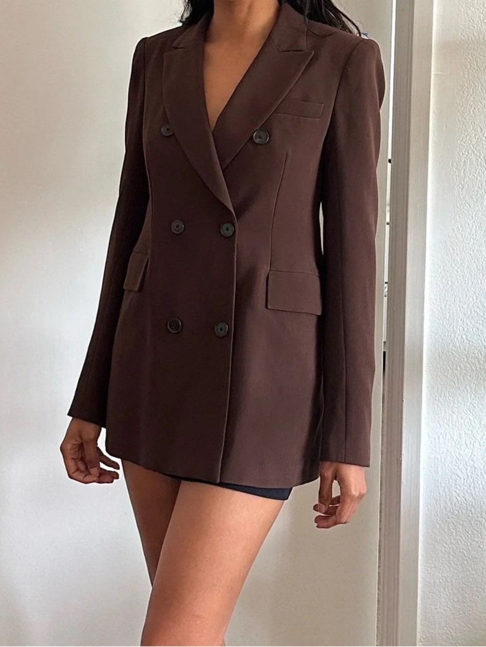 Aritzia Babaton Sonia Blazer size 4 Brown Double Breasted Structured Jacket